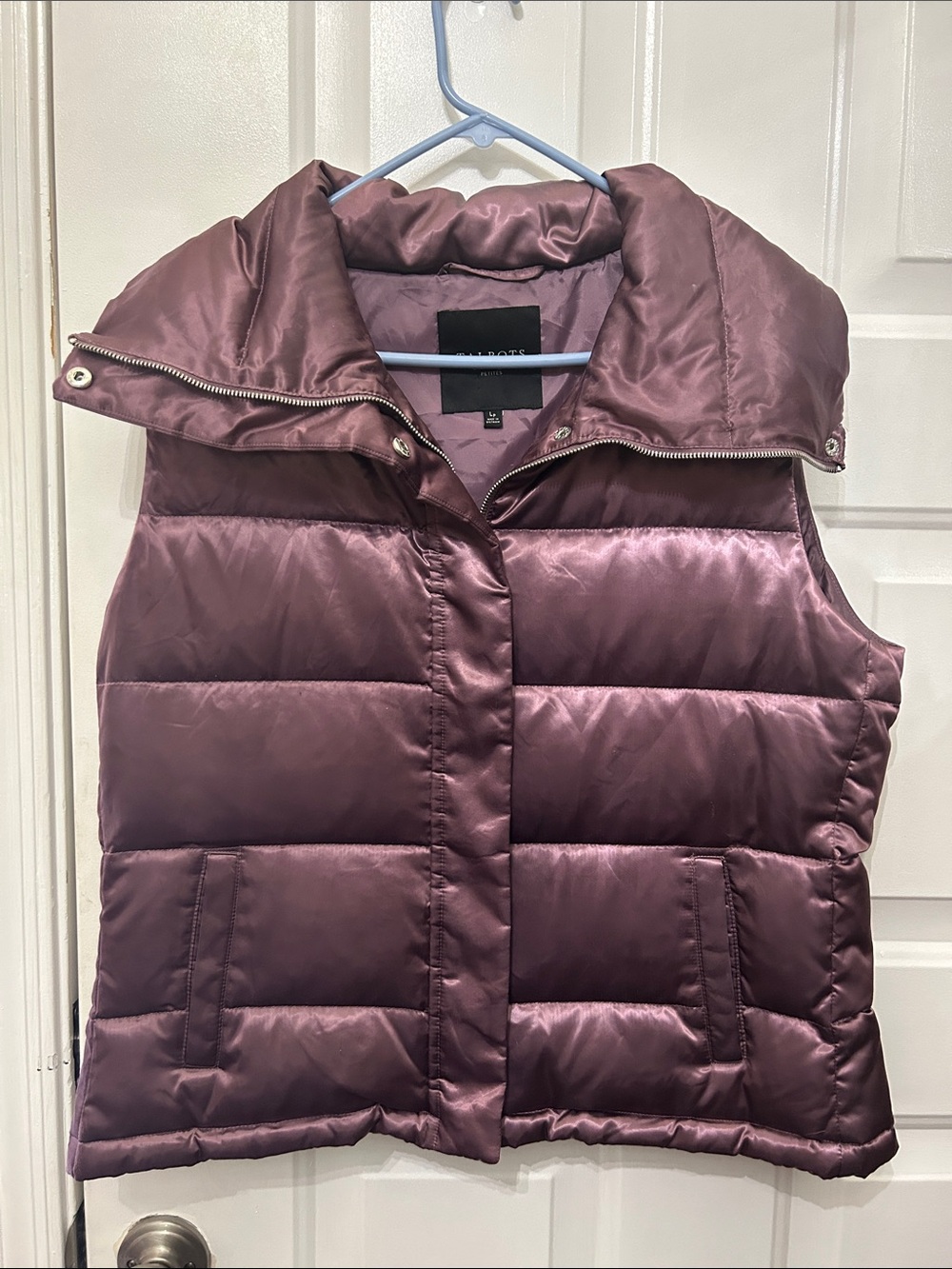 Women's Down Quilted Satin Puffer Vest - Plum